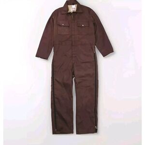WALLS BLIZZARD PRUF Men's Large Insulated Coveralls‎ Brown Mechanic Halloween